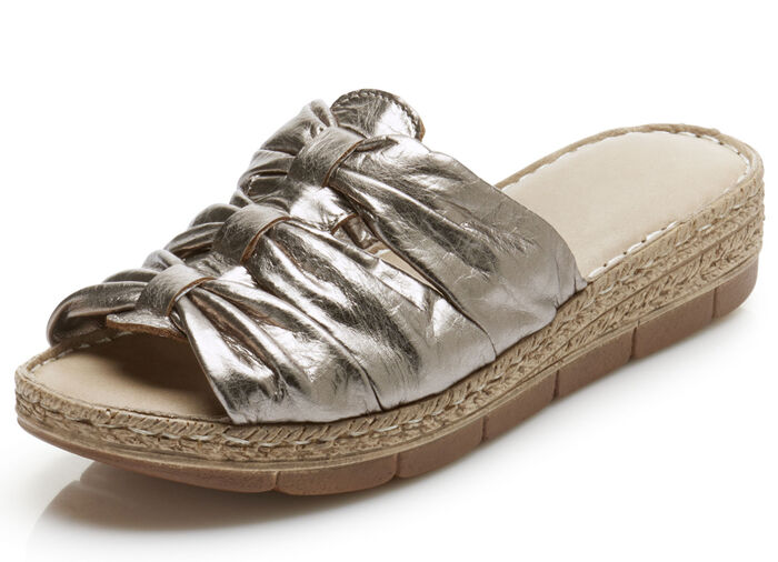 Andrea Conti Schlauchriemchen-Pantolette aus Nappaleder ALTSILBER