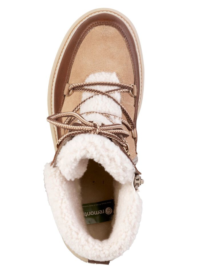 Remonte, gef&uuml;tterte Damen-Boots, Winterschuhe, Weite G, mit Rei&szlig;verschluss BRAUN-SAND