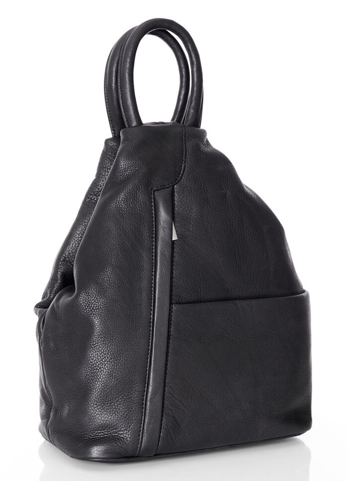 Laurina, Rucksack, Damen, mit zwei durch Rei&szlig;verschluss teilbare Umh&auml;ngeriemen SCHWARZ