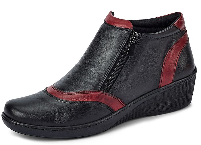Gemini, bequeme Damen-Boots, Weite H, mit herausnehmbarem Fu&szlig;bett SCHWARZ-CHIANTI