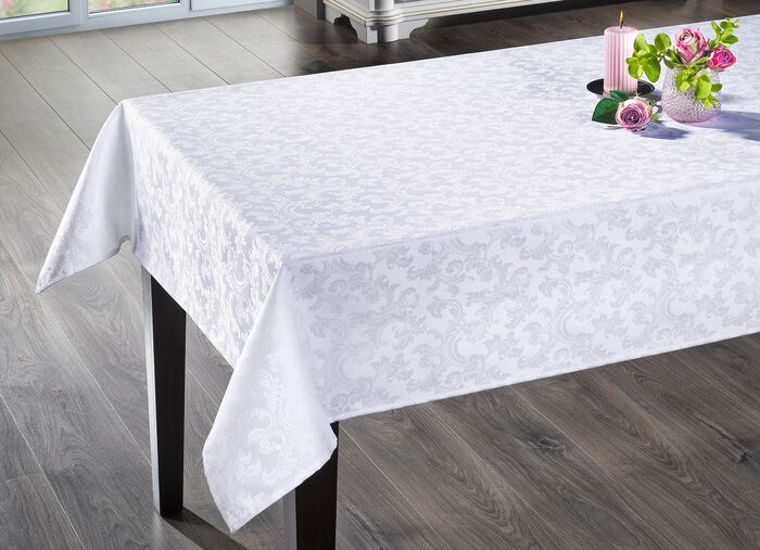 Bügelfreie Tischdecke mit Fleckschutz-Ausrüstung WEISS