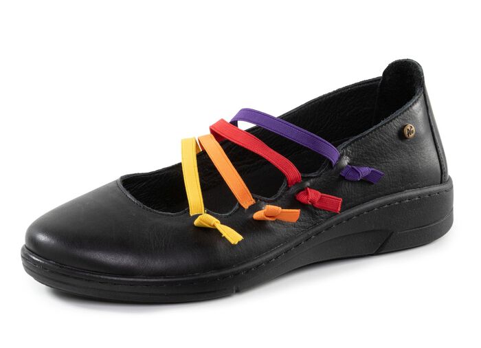 Andrea Conti Slipper mit bunten, dekorativ eingesetzten Gummiz&uuml;gen SCHWARZ