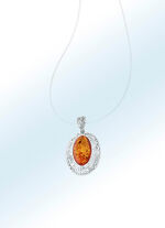 Rhodinierter Anh&auml;nger mit Bernstein 