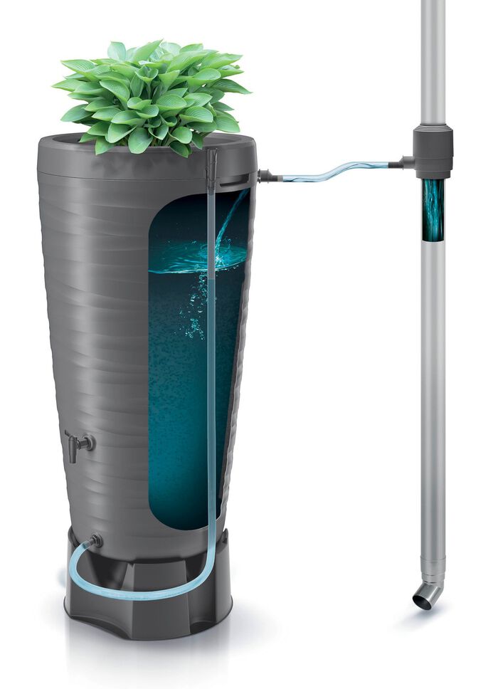 Regentonne in klassischer Wellenoptik GRAU