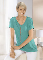 Shirt mit abgerundetem V-Ausschnitt in 2 Farben MINT