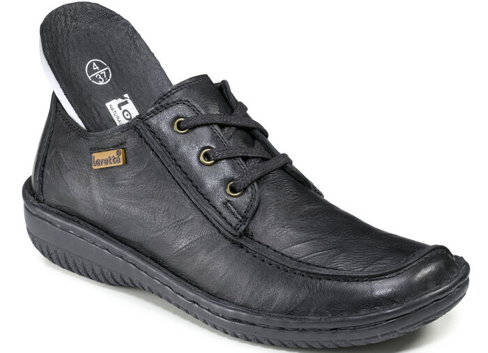 Schnürschuh aus Nappaleder mit Knitter-Struktur SCHWARZ