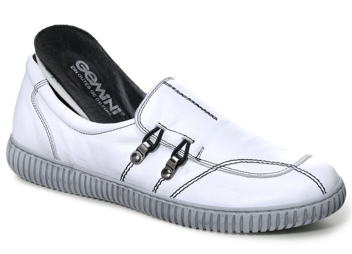 Gemini Slipper aus Rind-Nappaleder mit Zierösen WEISS
