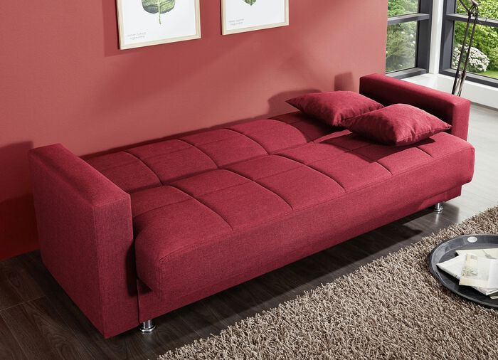 Klick-Klack-Sofa mit Dekokissen ROT