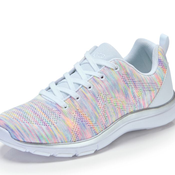 Sneaker in luftigem und effekvollem Dessin WEISS-BUNT