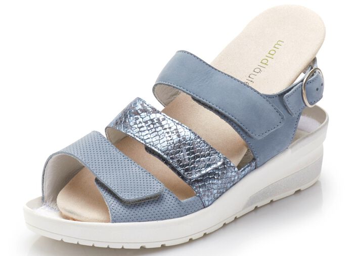 Waldl&auml;ufer Sandale im interessanten Material-Mix BLEU