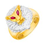 Herrenring L&ouml;wenkopf mit echt Rubin 