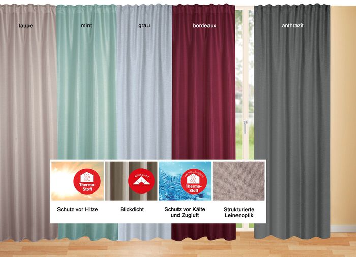 Blickdichter Verdunkelungsschal in strukturierter Leinenoptik MINT