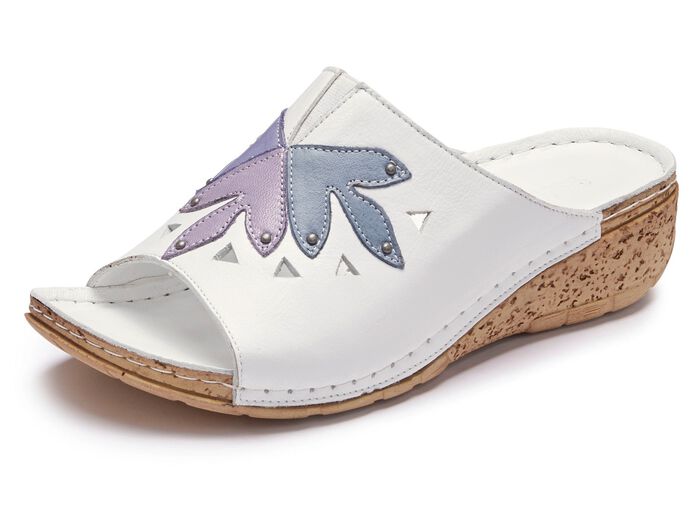 Gemini Pantolette aus schattiertem Rind-Nappaleder WEISS