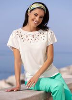 Pullover in Materialmix mit Spitze ECRU