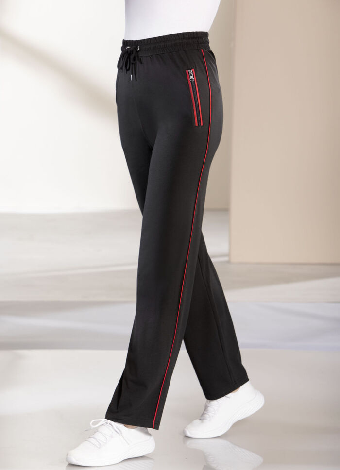 Freizeithose mit Kontrastpaspel SCHWARZ