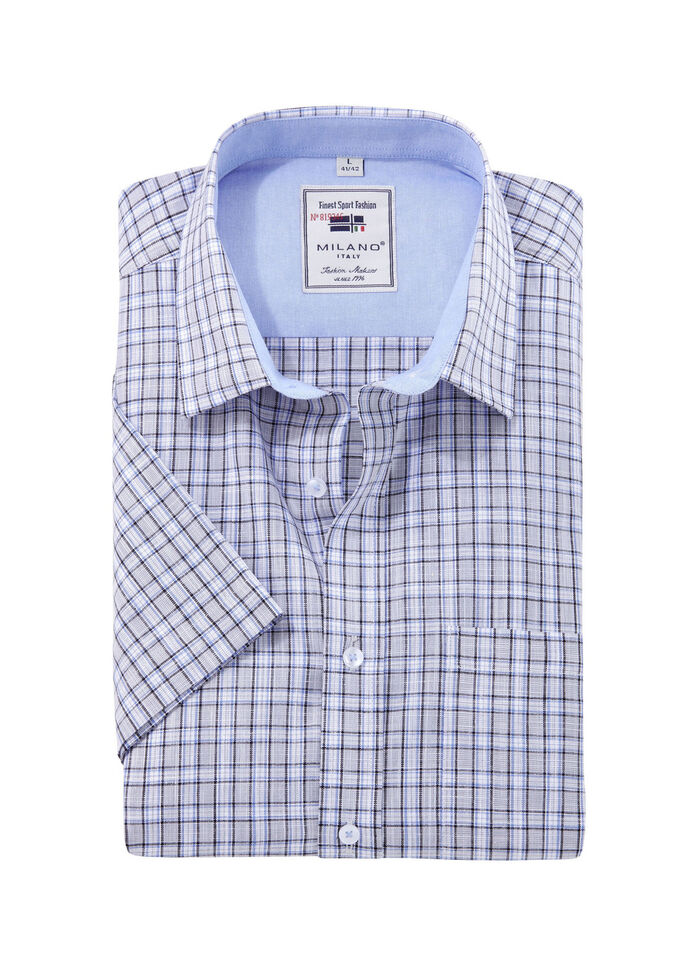 Kariertes "Milano Italy"-Hemd in 4 Farben HELLGRAU KARIERT