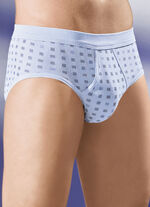 Schiesser Zweierpack Slips aus Feinripp, mit Eingriff HELLBLAU-GRAFIT-BUNT