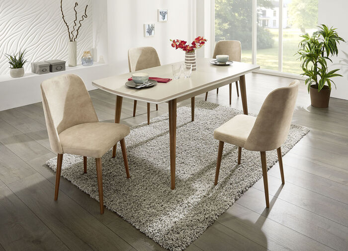 Teilmassive Esszimmermöbel mit Beinen aus Buchenholz CREME-NATUR