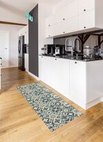 Strapazierf&auml;higer K&uuml;chenl&auml;ufer und -teppich im Fliesen-Design GRAU