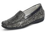 Waldläufer Mokassin-Slipper mit moderner Reptilprägung ANTHRAZIT