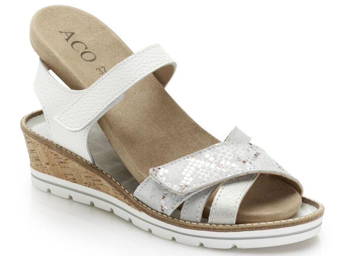 Sandalette mit Klettspangen WEISS-HELLGRAU