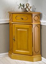 Teilmassive Eck-Kommode mit Metallgriffen 