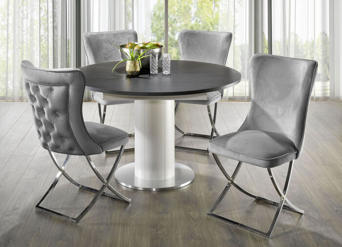 Außergewöhnlicher Tisch mit Auszug WEISS-SCHWARZ