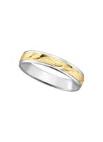 Trauring in Bicolor mit geh&auml;mmerten Glanzschnitten 