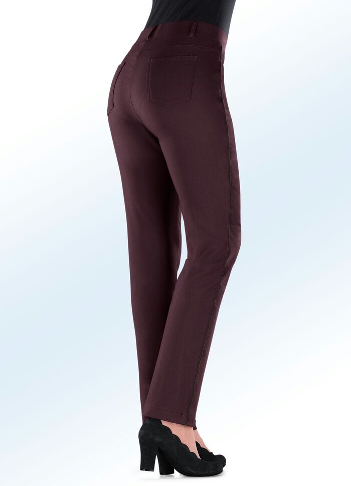 Hose mit kontrastfarbener Zierpaspel BROMBEER-SCHW.