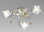 Deckenleuchte mit Gestell aus Eisen und Glaslampenschirmen CREME-GOLD