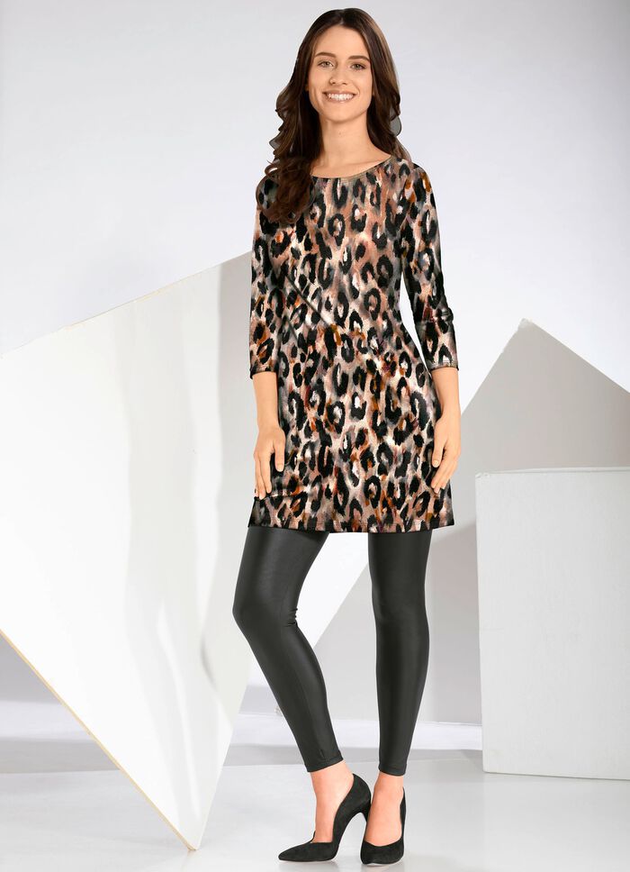 Strick-Tunika mit Druck in Tierfelloptik 