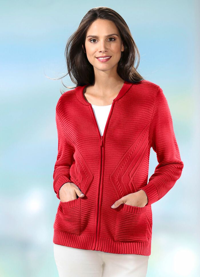 Strickjacke mit Strukturakzenten ROT
