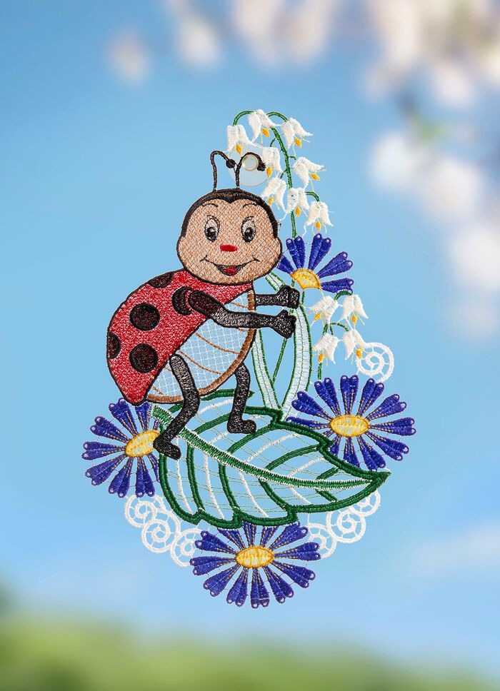 Fensterbild mit Marienk&auml;fer-Motiv 