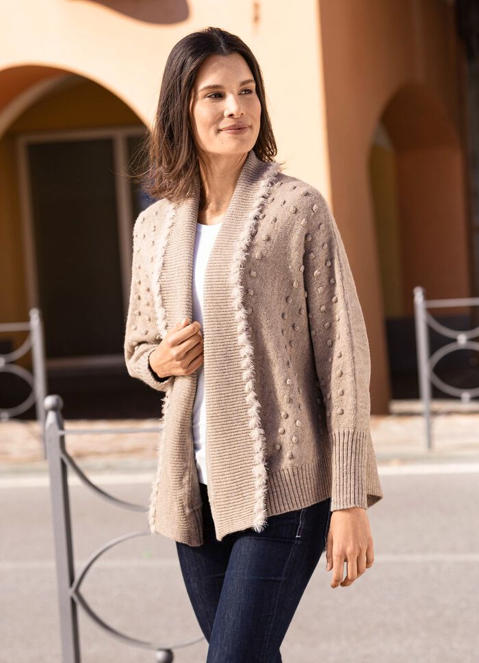 Strickjacke in leichter Fledermausform SAND MELIERT