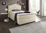 Boxspringbett mit Bettkasten und Topper BEIGE