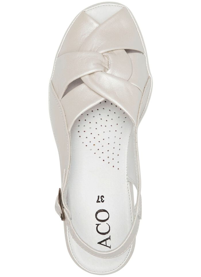 ELENA EDEN, elegante Damen-Sandalen, Weite G, aus Leder PERLWEISS