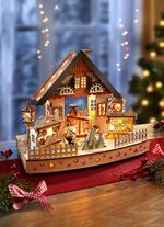 Beleuchtete Holzdekoration mit Spielwerk 