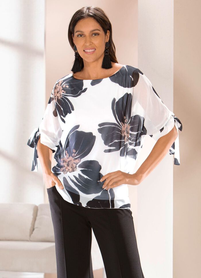 Doppellagiges Shirt mit Chiffon-&Uuml;berwurf 