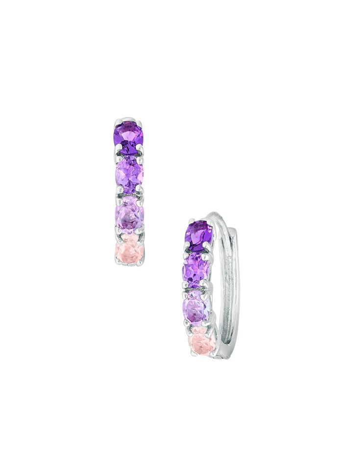 Creolen mit echt Amethyst und echt Rosenquarz 