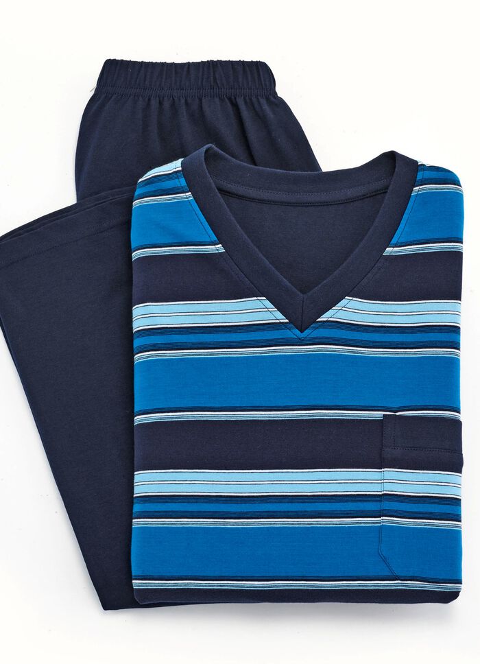 Zweierpack Schlafanz&uuml;ge mit V-Ausschnitt und Brusttasche 