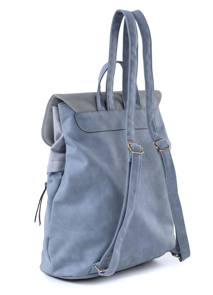 Rucksack mit &Uuml;berschlag und Drehschloss JEANS-GRAU