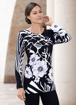 Shirt mit rundem Halsausschnitt  SCHWARZ-WEISS