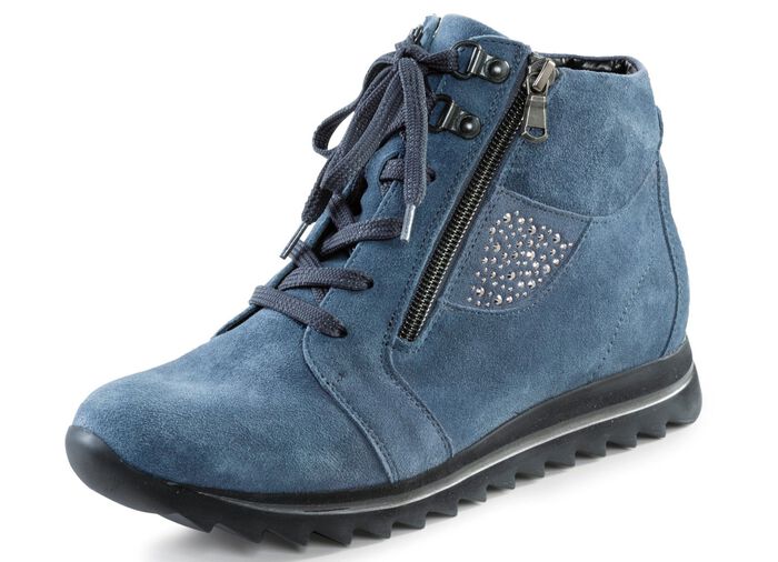 Waldl&auml;ufer Schn&uuml;r-Bootie mit seitlichen Glitzersteinchen JEANS