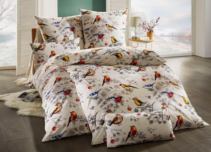 Bettw&auml;sche-Garnitur von Biberna mit Rei&szlig;verschluss CREME