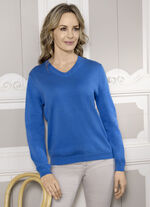 Pima-Pullover in Feinstrick MITTELBLAU