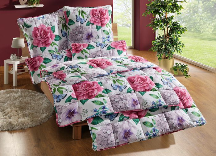 Bettwaren-Set Hortensien-Dessin, 2-teilig 