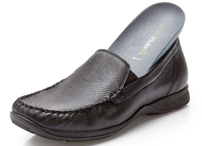Waldläufer Mokassin-Slipper mit seitlichen Gummizügen SCHWARZ