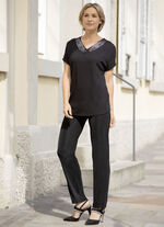 Hose mit edlem Glanz in Extra-Kurzgrößen SCHWARZ