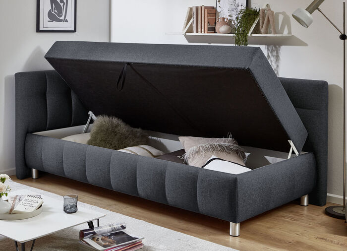 Studioliege mit Kissen und Bettkasten ANTHRAZIT