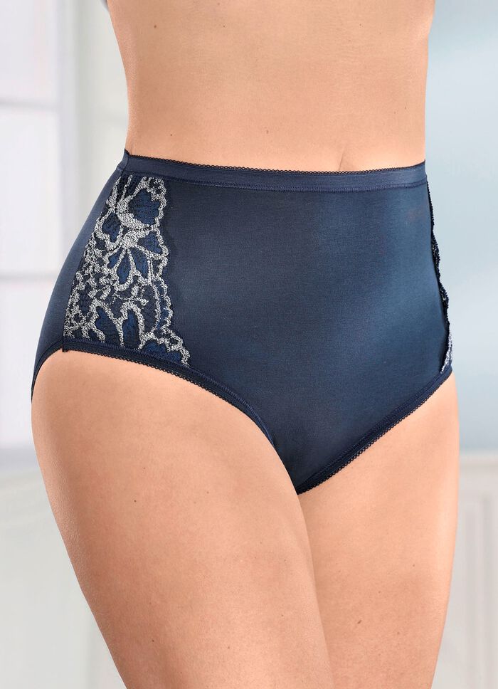 Viererpack Slips mit Spitzenbes&auml;tzen im Vorderteil 
